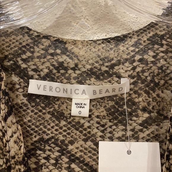 NEW Veronica Beard Lowell Python-Print Blouse Size 0 - Picture 3 of 4